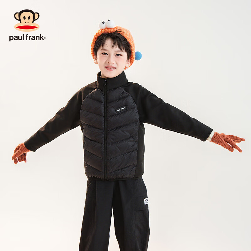 大嘴猴（paul frank）童装儿童羽绒服2025秋冬款女男女童羽绒内胆洋气保暖舒适轻薄外套 黑色 110