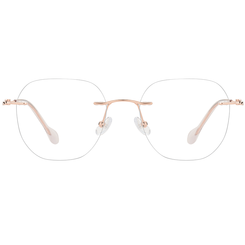 明月鏡片 查爾斯桃心近視眼鏡無邊框輕鈦鏡架大框配有度數(shù)眼鏡 CH1132 鏡框+明月1.67超韌鏡片