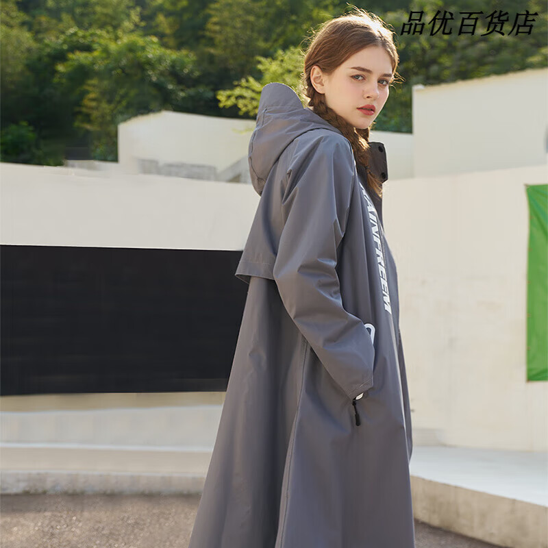 琴飞曼(Qinfeiman)电动车风衣式雨衣通勤加厚加长遮脚透气全身一体式新型雨衣 黑色【防水双门襟+加大遮脚】 M 1件