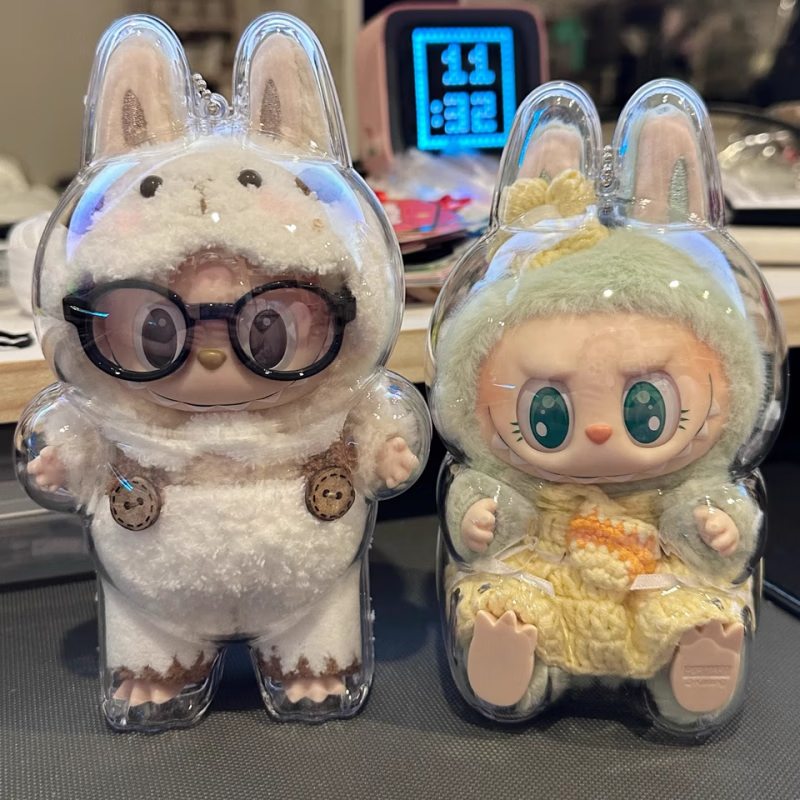 MPPMCK拉布布第三代3.0保护罩V2坐Party壳V1马卡龙拉布布前高能防尘罩 3.0三代前方高能【labubu搪胶专用】亚克力硬