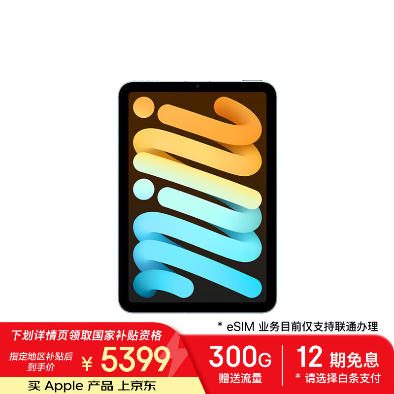 Apple/苹果 iPad mini (A17 Pro) 8.3英寸 平板电脑(512G eSIM版/mini7/MYHH3CH/A)蓝色