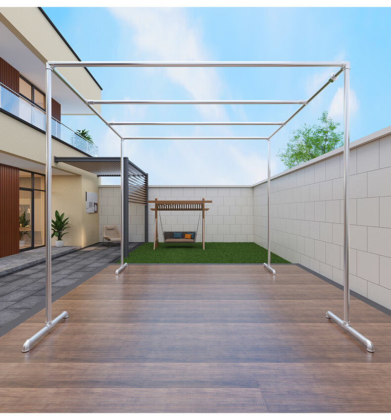 华凯帝家晾衣架落地室外晒被挂衣服户外防风大型镀锌钢管挂香肠遮阳棚