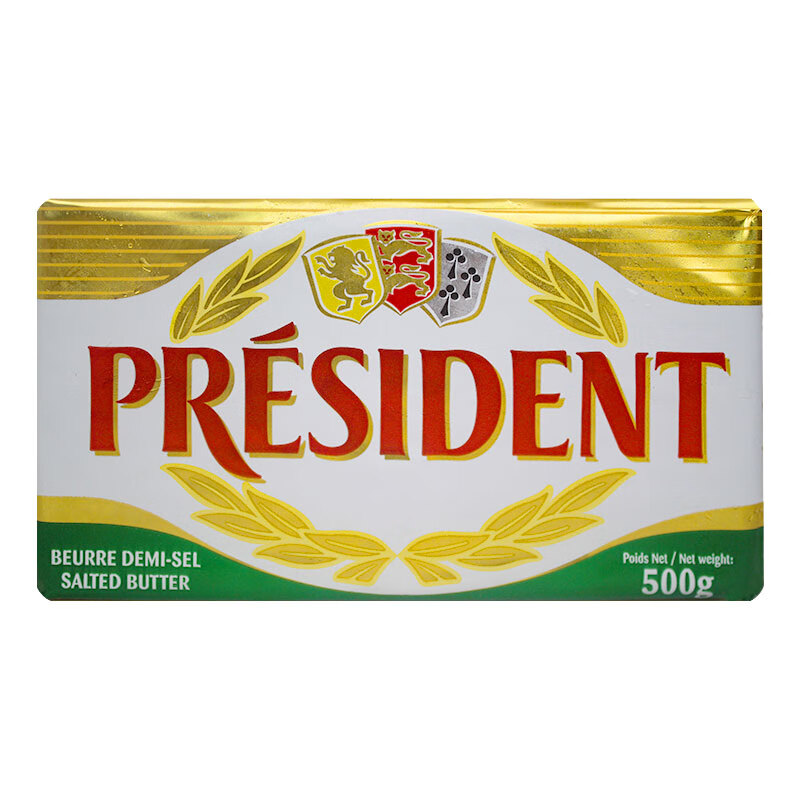 总统(President)原味黄油500g 法国进口动物性淡味咸味发酵性涂抹煎牛排烘焙 总统【咸味】黄油500g*1块