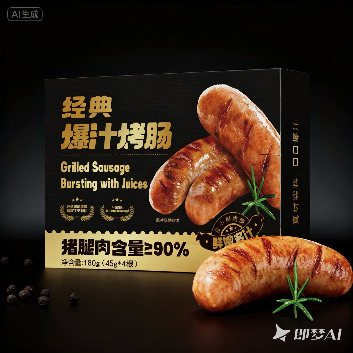 范小鲜经典原味猪肉爆汁烤肠台湾式风味烤肠热狗肠地道肠火山石鲜肉香肠