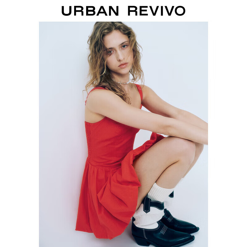 UR2025夏季新款女装气质打揽超短款修身吊带连衣裙UYL750039