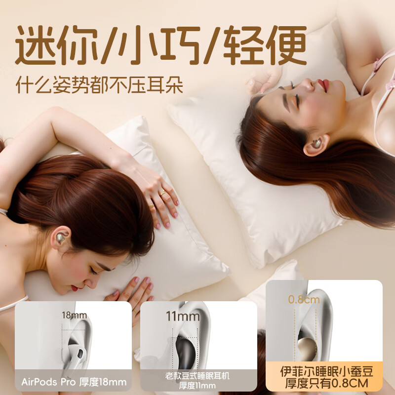 伊菲尔（Eifer）睡眠耳机无线蓝牙6.0入耳式降噪侧睡专用超轻佩戴舒适不硌耳无凸起长续航音乐游戏 【侧睡不压耳+蓝牙6.0】跃影黑 降噪睡眠豆顶配款