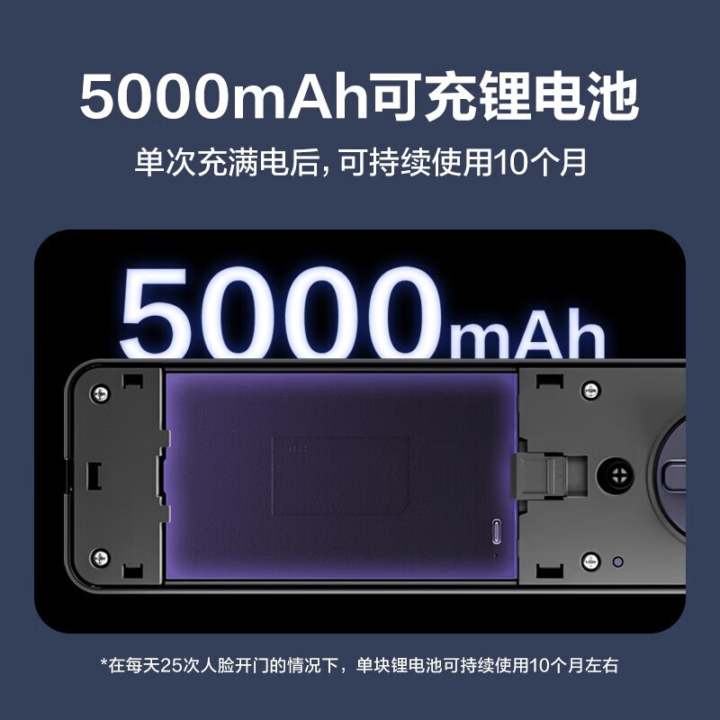 萤石Y3000F 人脸识别家用智能锁 密码门锁智能 无需指纹智能家居门锁 80%选【3D人脸锁*标准锁体】Y3000F灰色
