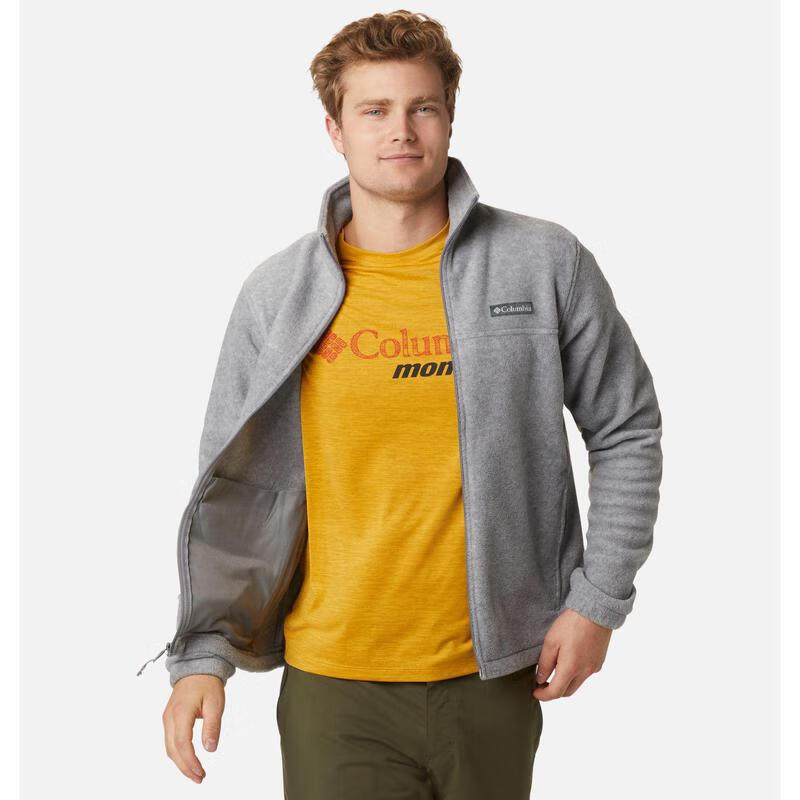 哥伦比亚（Columbia）男外套Steens Mountain 2.0 新款户外轻便透气保暖开衫抓绒男夹克 Light Grey Heather XL