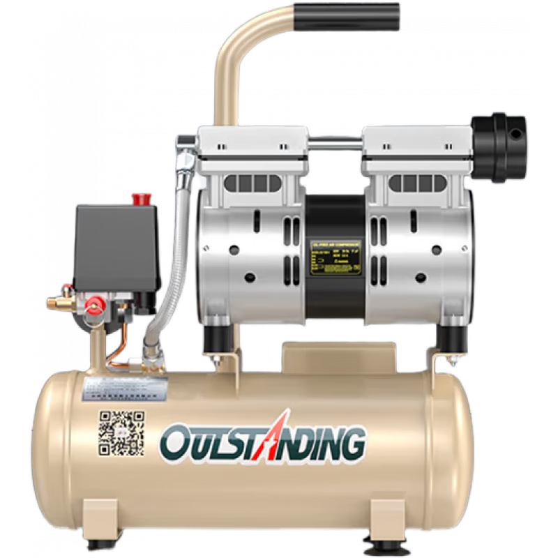 奧突斯空壓機(jī)低音無(wú)油小型220v木工噴漆專用磅工業(yè)高壓打氣泵空氣壓縮機(jī) 4級(jí)鋁550W-8L電機(jī)兩年換新聲大包退送四件套