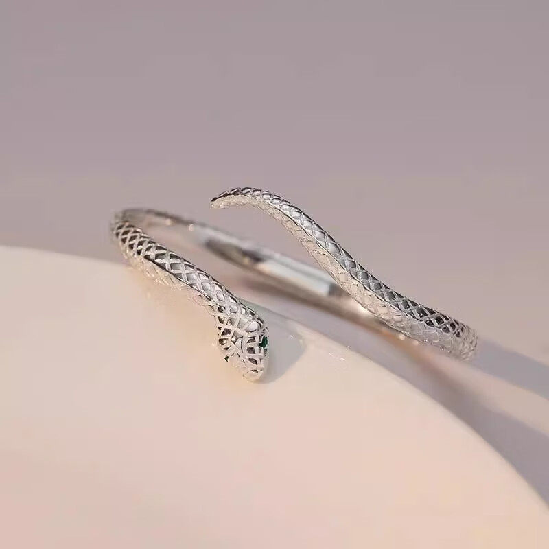 灵蛇形银手镯女纯银9999足银实心镯子本命年送女友生日礼物 25 繁花似锦银手镯