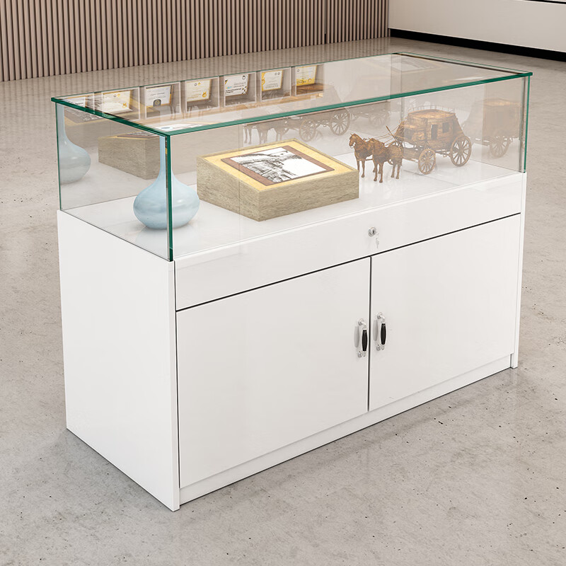 迦圖鯪珠寶首飾展示柜樣品展覽展柜柜臺(tái)展臺(tái)商場(chǎng) 80*40*90抽拉柜臺(tái)(白)