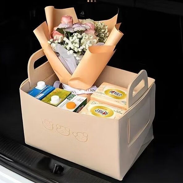 MODX汽车收纳女士后备箱通用型车内实用整理折叠多功能神器车载储物盒 巨能装（大号）温馨米/无甲醛//一个