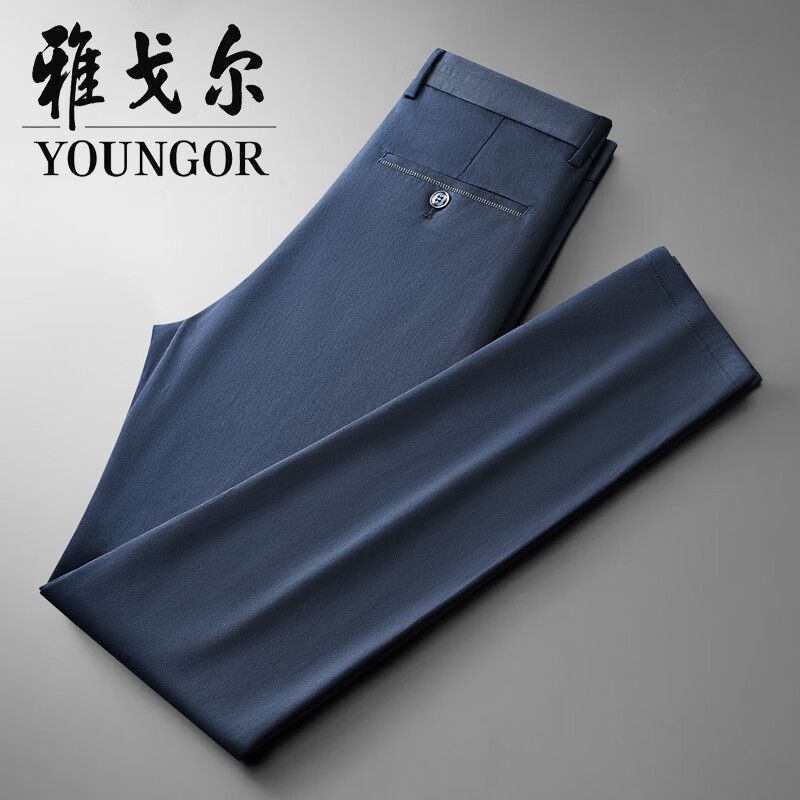 MAYOR雅戈尔男士休闲裤秋冬款中年商务西裤免烫抗皱弹力直筒长裤子男装 卡其色 29 【2尺2腰围】