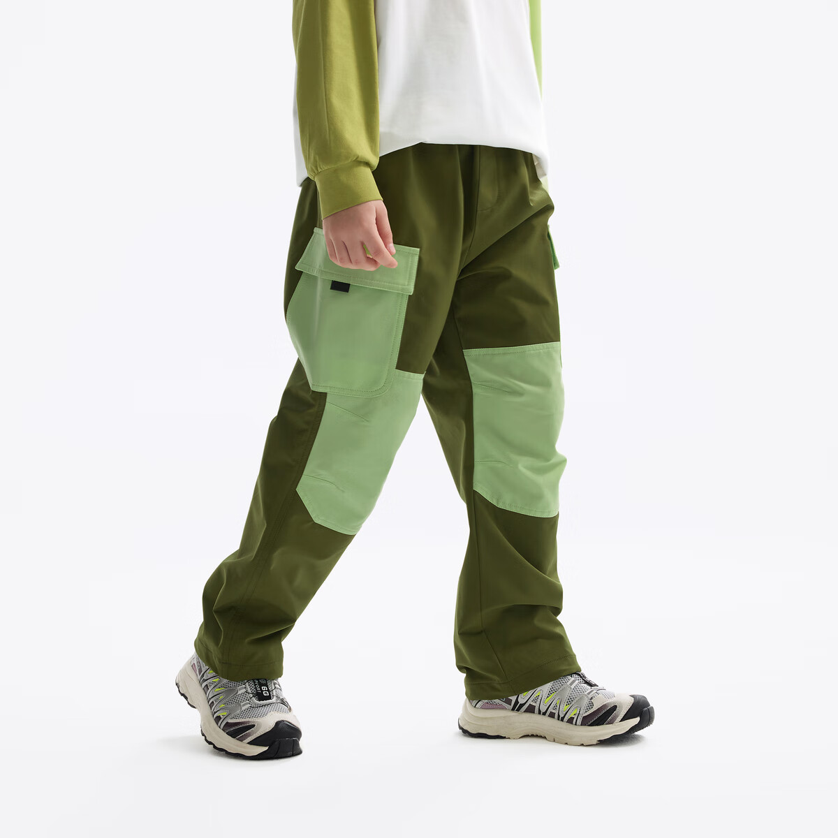 马骑顿(MQD)童装儿童2025春秋季新款男童休闲裤吸湿速干撞色百搭长裤 军绿色 120