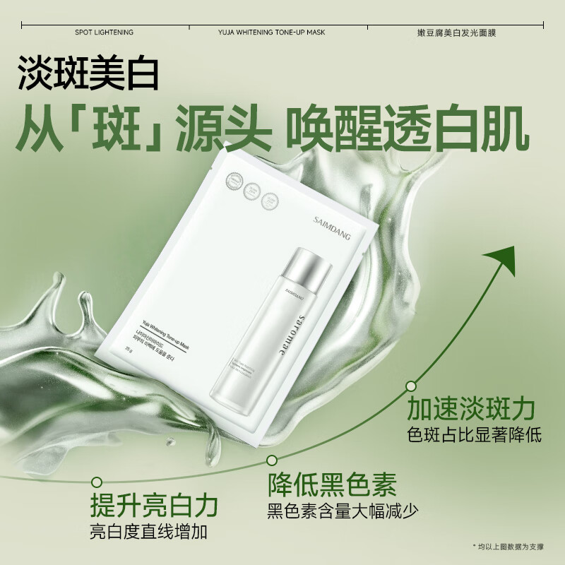 师任堂美白淡斑面膜嫩豆腐发光护肤嫩肤去黄提亮肤色缓解暗沉 【店铺热销】3盒/30片+5片