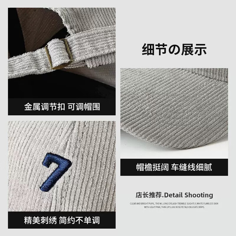 南沚65CM大头围棒球帽子男灯芯绒鸭舌帽女韩版潮百搭大头围显脸小遮阳 7-藏青 XL 60-65CM