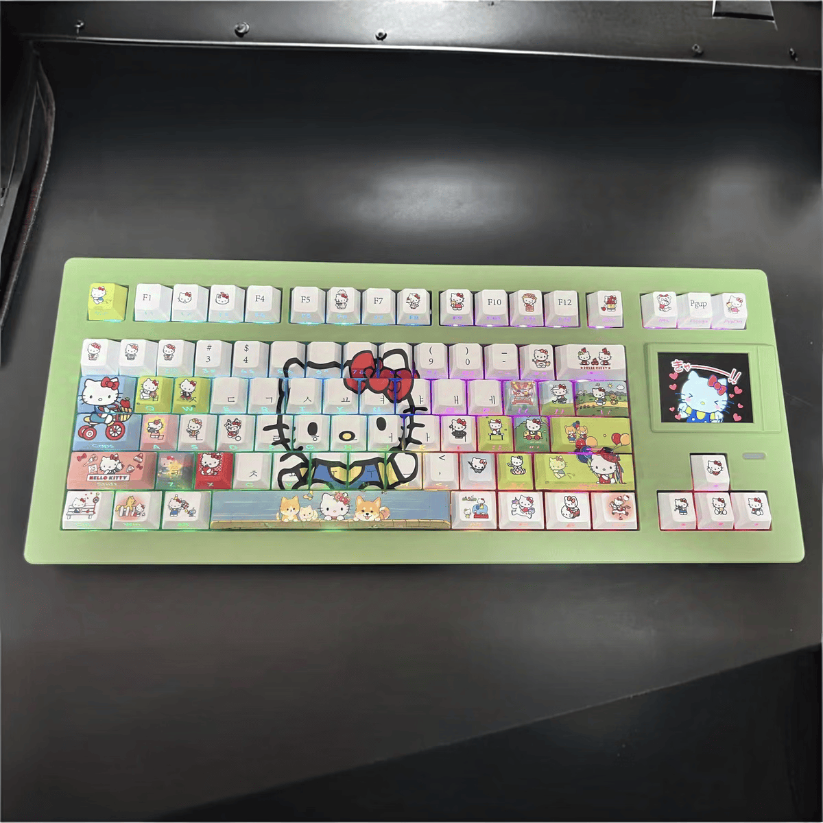 HelloKitty多色键帽侧刻透光wootingez63made68美加狮ev63 atkvgn艾石头小蜜蜂ace68win 白色侧刻透光适配到87键，发全套