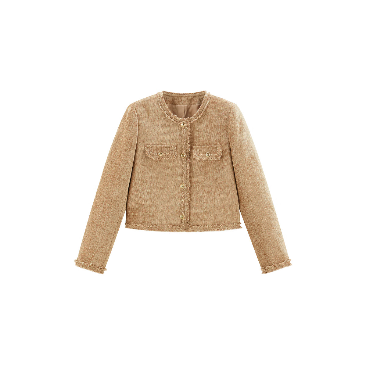 太平鸟秋冬外套集合链接新款女装小香风机车服PU外套冬装夹克 便服棕色 S