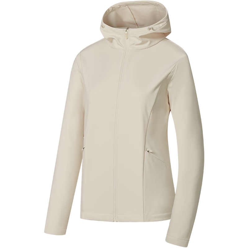 鸿星尔克外套女秋季防泼水夹克风衣连帽休闲纯色户外修身上衣跑步骑行服