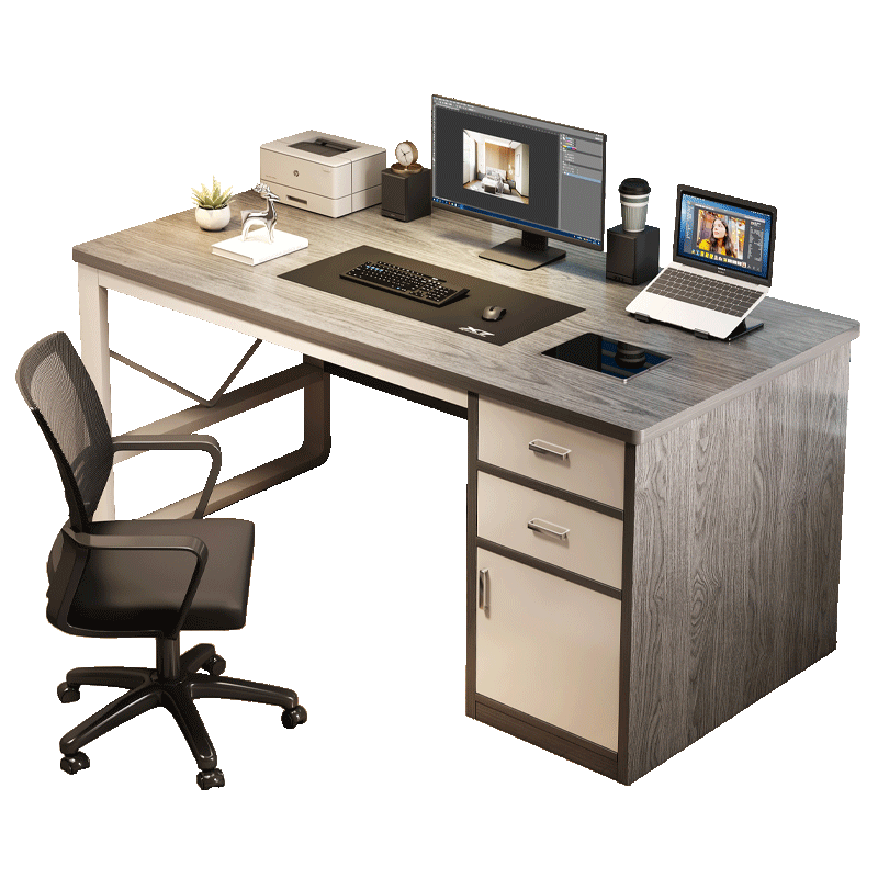 米昊(MIHAO)電腦桌家用臥室書(shū)桌學(xué)生學(xué)習寫(xiě)字桌子簡(jiǎn)易出租屋帶抽屜辦公桌桌椅 【兩抽一柜】橡木色140*60