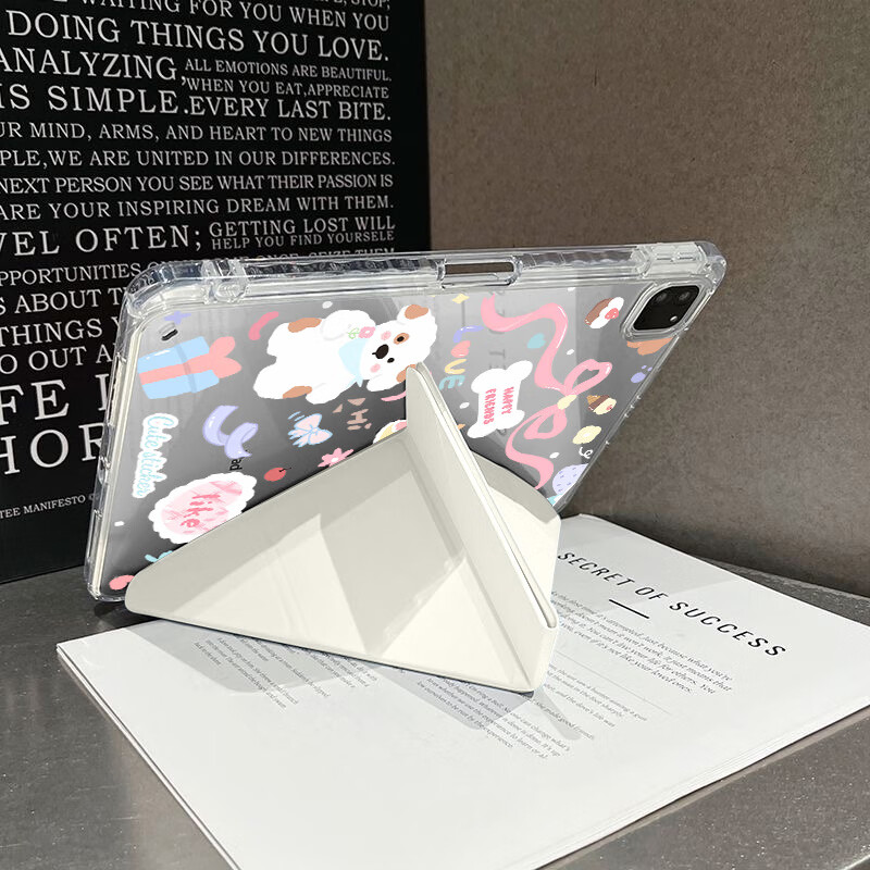 卡通彩绘y折平板保护套适用iPad2025新款11轻薄air7/6防摔10.5壳 9+N折双面彩绘【小狗过生日】 iPad 第11代 2025款（11英寸）