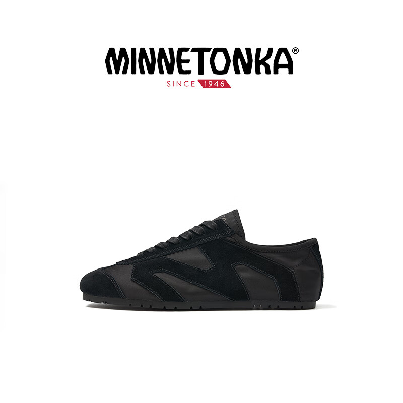 迷你唐卡（Minnetonka）女鞋Nylon Basic MS70德训鞋尼龙面料轻量透气百搭复古平底运动鞋 MS70501-BLK 黑色 40