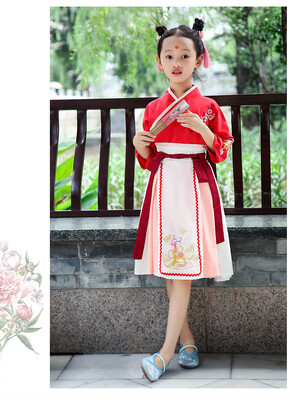 菲洛曼寄明月舞蹈服装绣花儿童古装演出服寄明月舞蹈服改良女汉服鹿韵记 儿童款 110cm 均码