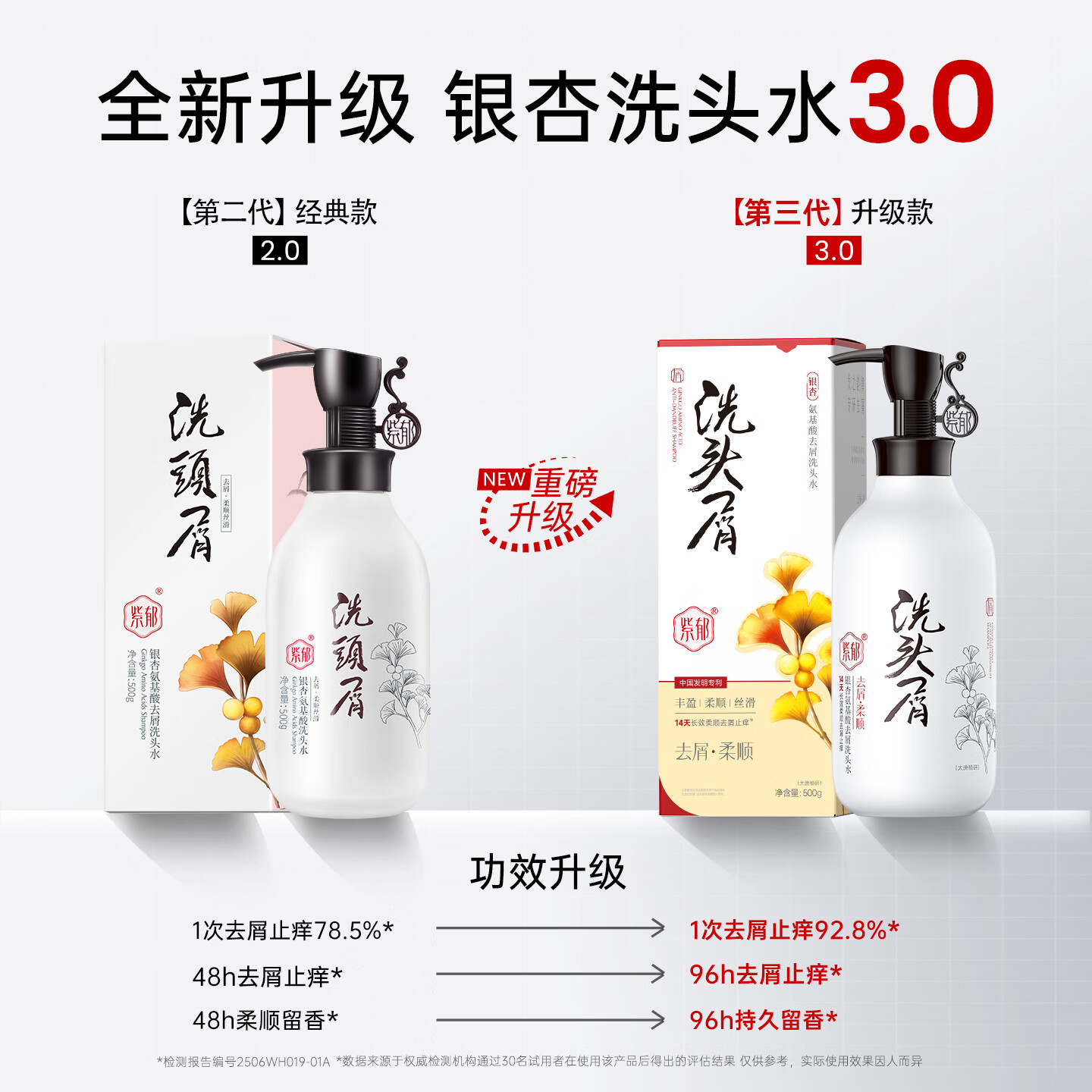 紫郁洗发水护发素沐浴露套装女去屑止痒控油清洁柔顺留香修护舒缓 银杏洗500g+护500ml+沐500g