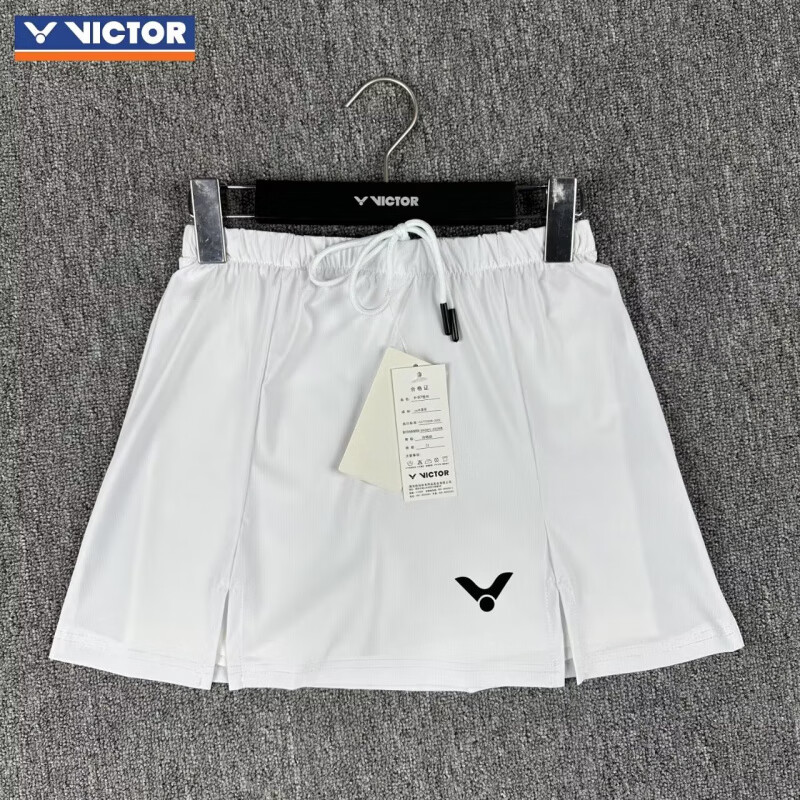 威克多（VICTOR）勝利羽毛球服短裙冰絲強(qiáng)速干運(yùn)動女褲裙夏季比賽專用羽毛球裙子 白色 M