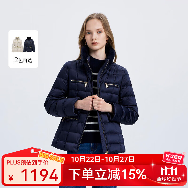 Scofield【90%鹅绒】女装休闲风羽绒服可拆毛领气质冬季新品 藏青色 M 165