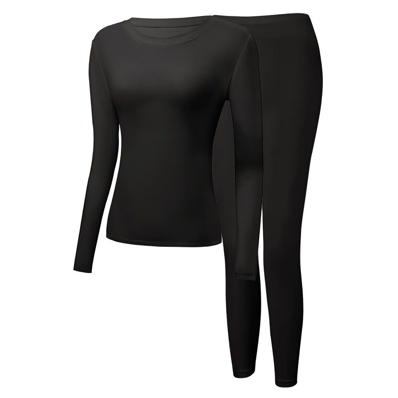 润微【10A抑菌保暖肌底衣套装】秋冬保暖美肤衣女士打底秋衣秋裤套装 黑色 2XL （适合135-150斤）