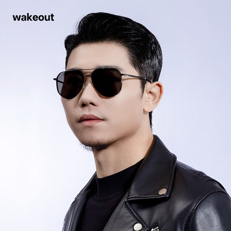 wakeout经典飞行员太阳镜 尼龙偏光墨镜蛤蟆眼镜 UV400 驾驶防强光男女