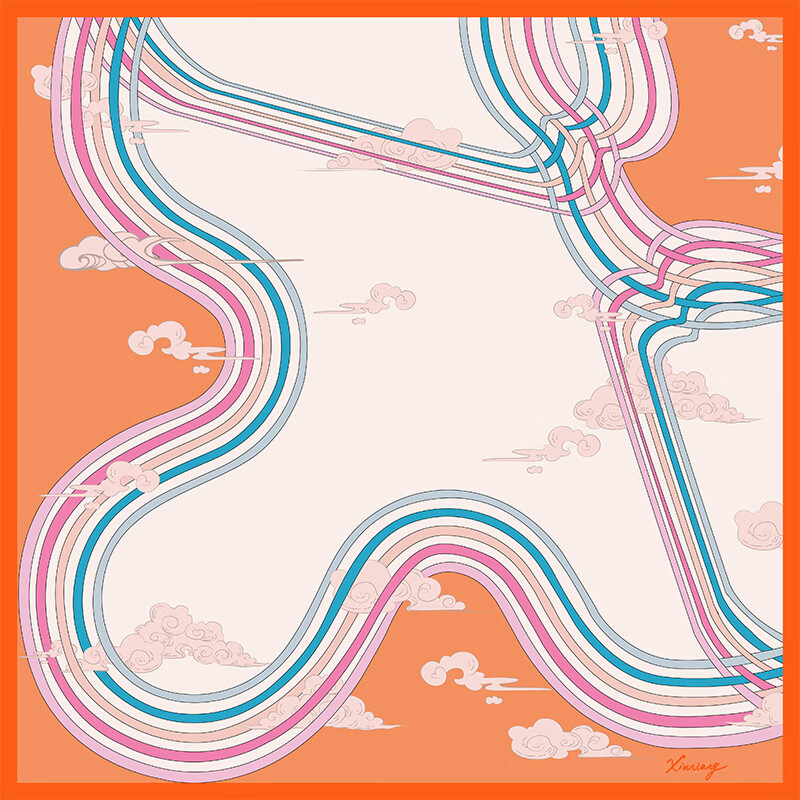 繡娘絲綢絲綢新款小方巾絲巾女感真絲絲巾禮盒送媽媽長輩百搭絲巾 橙色1