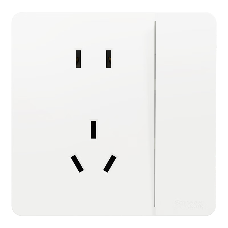 施耐德开关插座面板86型墙面皓呈升级款无框大面板单开一开皓隽奶油白色 五孔带双控 开关