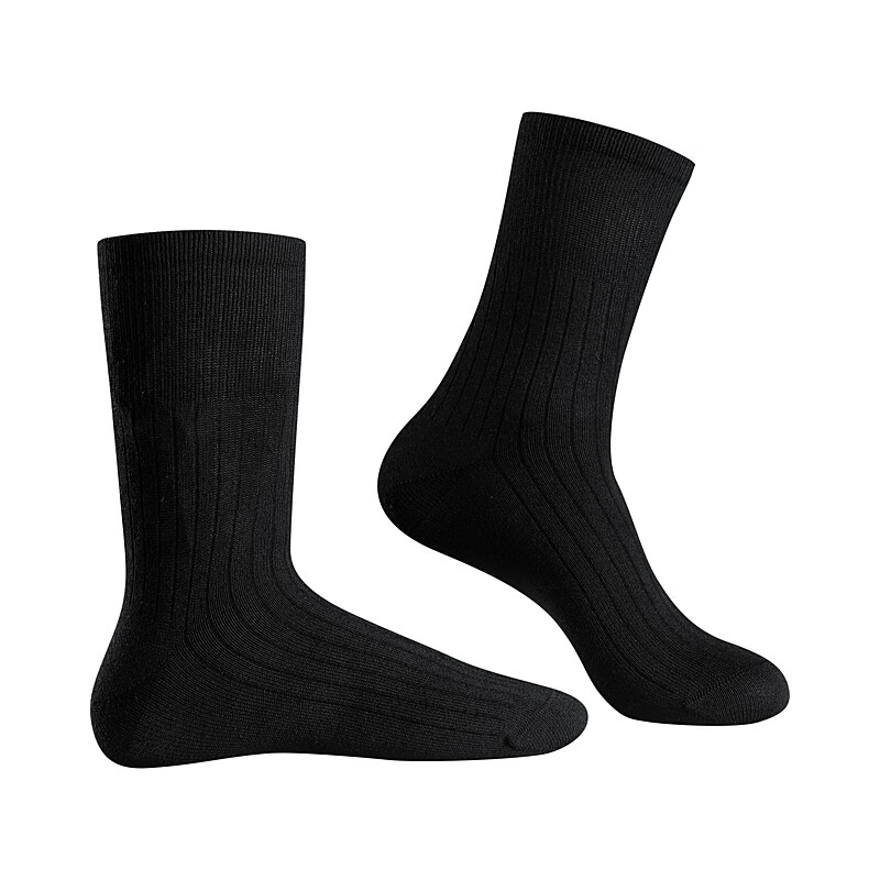 汉麻世家（HANP）25春夏男士商务中筒袜罗纹纯色男袜 黑色 M 24-26c