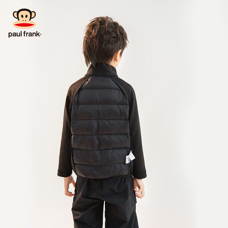 大嘴猴（paul frank）童装儿童羽绒服2025秋冬款女男女童羽绒内胆洋气保暖舒适轻薄外套 黑色 110