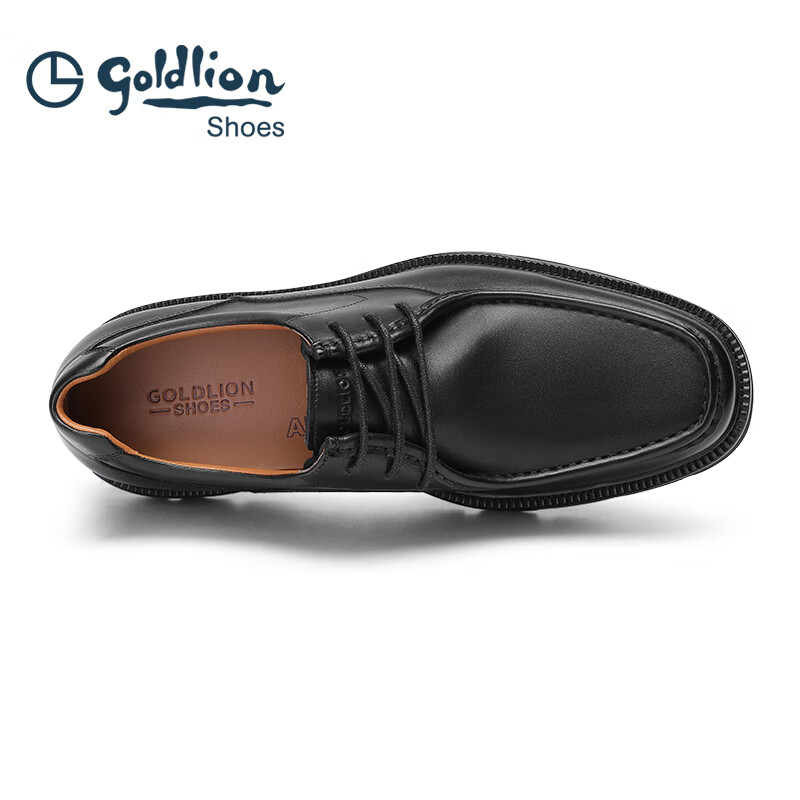 金利来（Goldlion）男鞋商务正装皮鞋轻质耐磨英伦风德比鞋皮鞋男经典休闲皮鞋 黑色 38