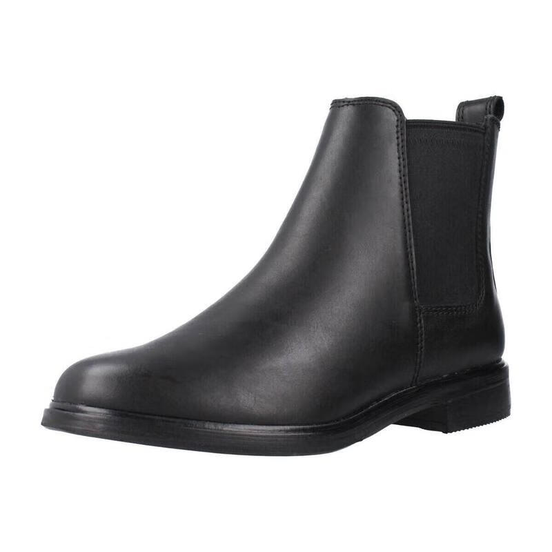 Clarks女士切尔西靴透气轻便耐磨防滑黑色圆头平跟弹力侧边通勤 Black 35.5