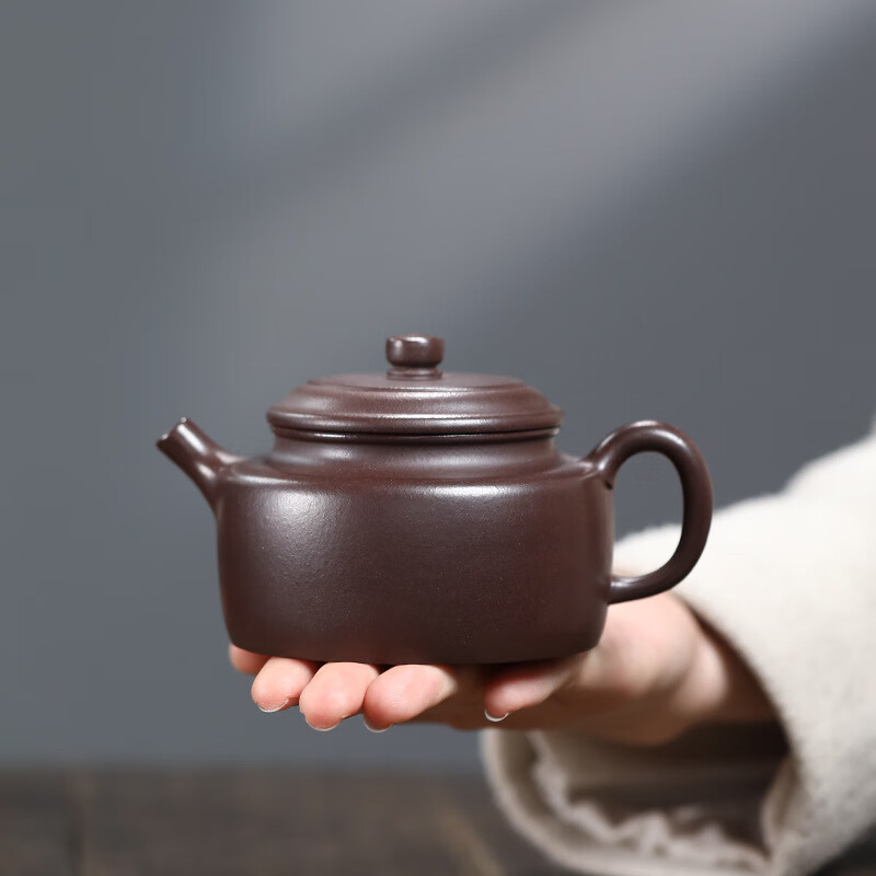 紫砂壶手工茶壶泡茶器养生壶紫砂壶泡茶壶茶具 紫泥德钟 210ml