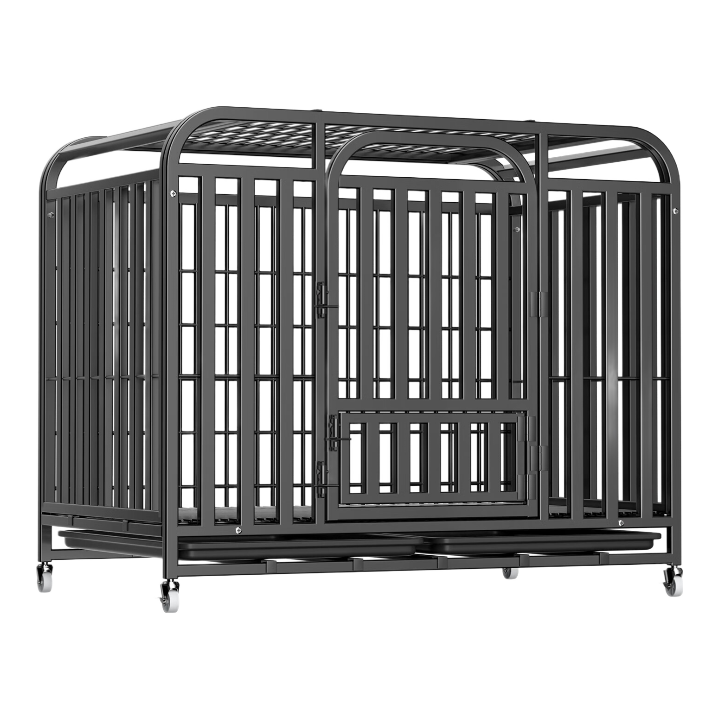 喵先生狗籠子 狗籠小中大型犬加粗加固金毛拉布拉多一體帶廁所分離籠子 三面全方管+加粗鐵絲【125*80*95cm】100斤內(nèi)適用
