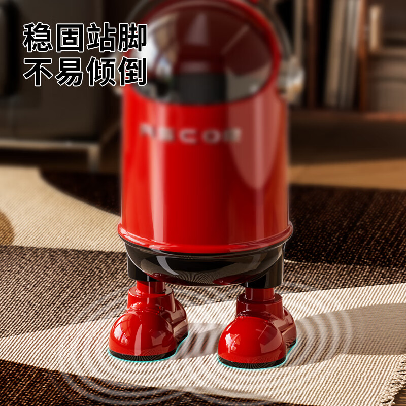 艾仕可太空人客厅垃圾桶家用网红2025新款大号带盖厨房卧室高级轻奢厕所 电镀款-红色-小号 揭盖式 13L