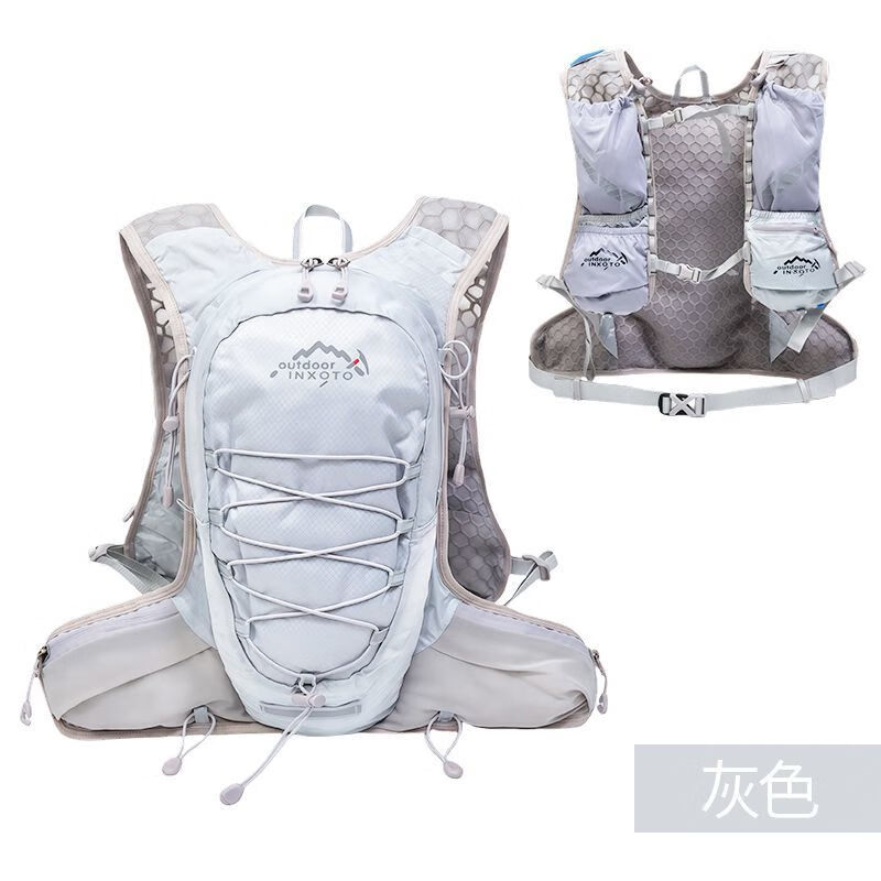 INOXTO戶(hù)外運動(dòng)徒步登山雙肩包騎行露營(yíng)馬拉松越野背包12L雙肩水袋背包 灰色 12升背包