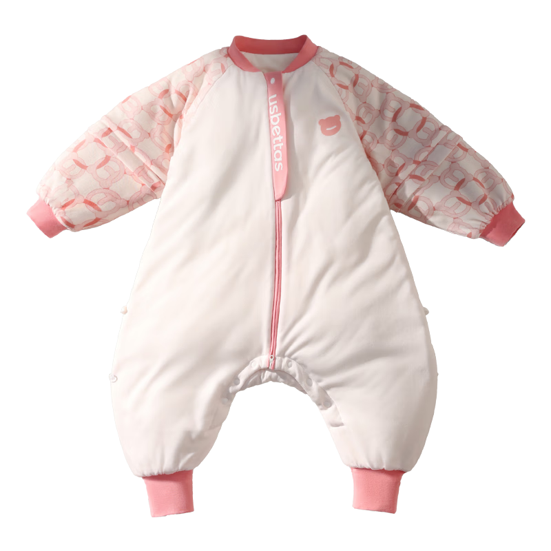 貝肽斯嬰兒睡袋胎脂皮恒溫兒童分腿睡袋嬰幼兒防踢被秋冬加厚 貝柔粉M