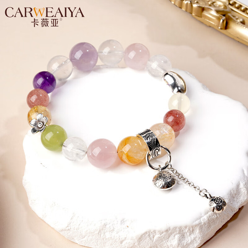 卡薇亚天然多宝水晶手串多色水晶混搭手串轻奢小众配饰礼物简约时尚饰品 珠径（10-14mm）