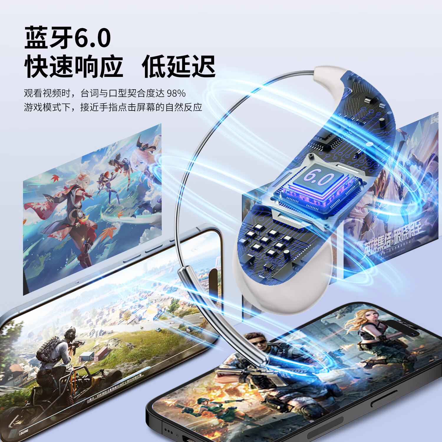 魔声C01挂耳式蓝牙耳机开放式全新蓝牙6.0游戏音乐低延迟轻盈舒适挂耳运动跑步长续航适用于苹果安卓 香芋紫【全景音效/IPX5防水】