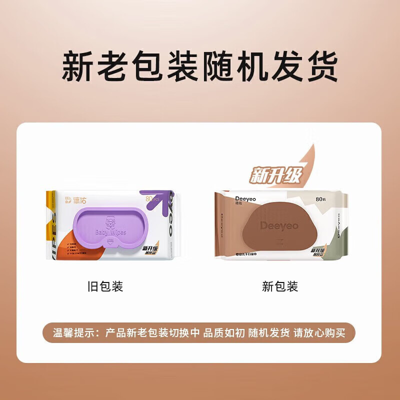德佑婴儿手口湿巾80抽大包洁肤湿巾新生儿宝宝PP清洁湿纸巾 【超值加厚】 80抽 10包