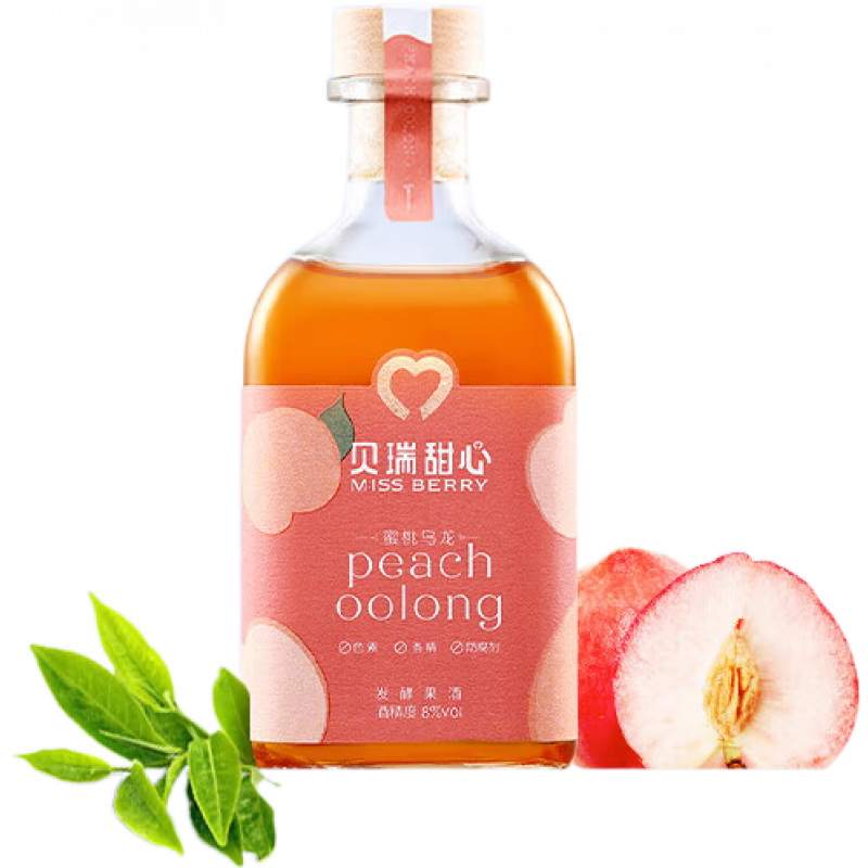 MissBerry貝瑞甜心果酒女士低度甜酒青梅酒梅子酒微醺晚安酒果酒 蜜桃烏龍300ml
