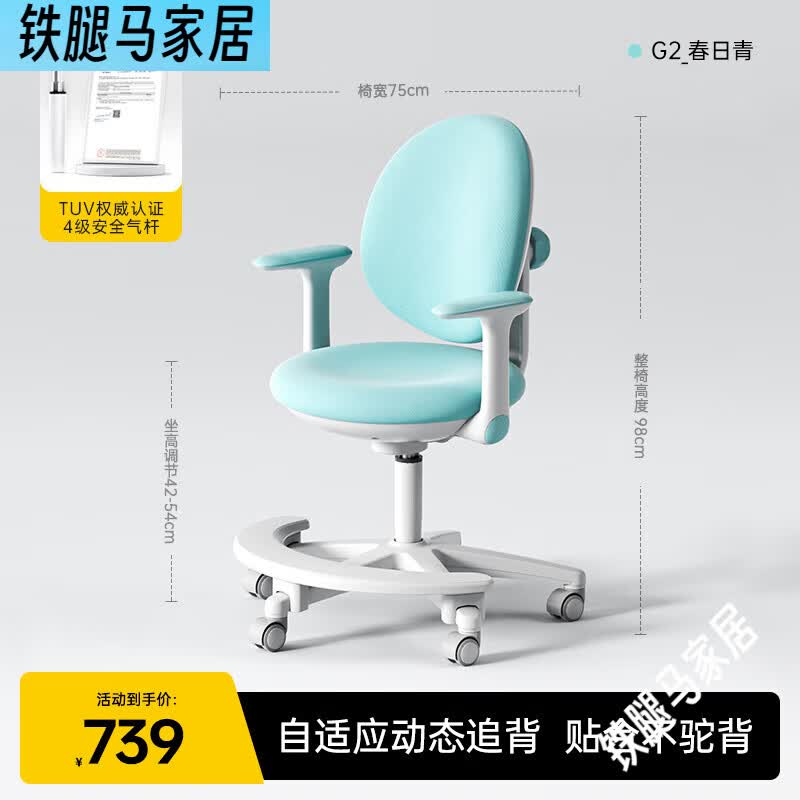 护童（Totguard）儿童学习椅端正坐姿小学生可调节升降写字椅家用椅子座椅 [焕新升级自适应追背]G2_春日青