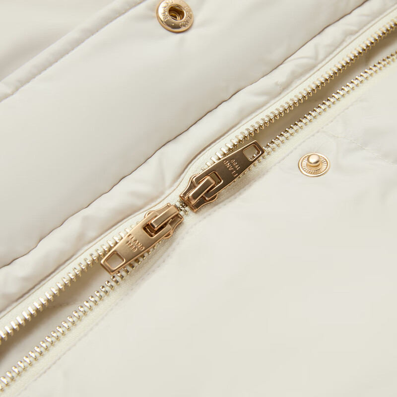 ELAND衣恋羽绒服女时尚毛领长袖大口袋保暖外套2025冬季新款 象牙白/白色(39)Ivory S /160