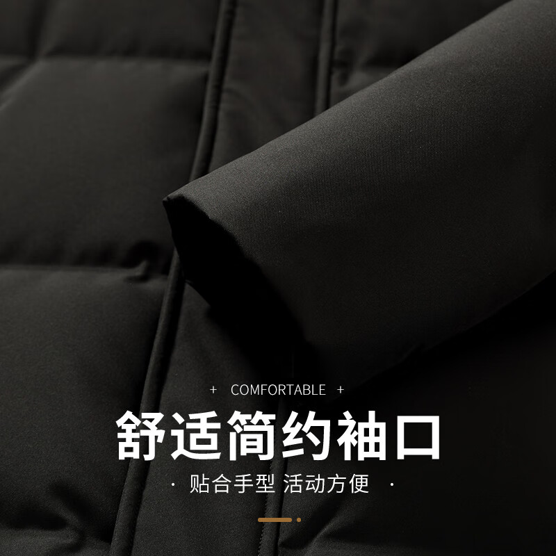 康博鹅绒羽绒服男士加厚可脱卸帽休闲商务秋冬外套 L (175) 黑色